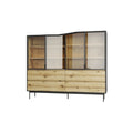 Modern Glass and Wood Display Cabinet with Adjustable Shelves